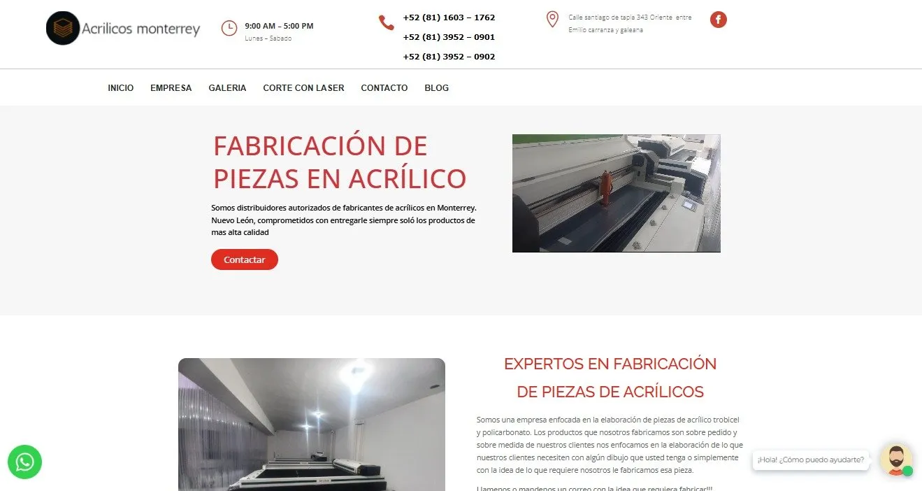 Acrílicos Monterrey - sitio web desarrollado por WebLab